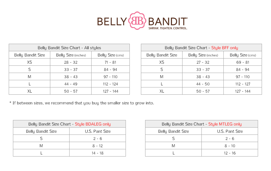 Image result for Belly Bandit size chart